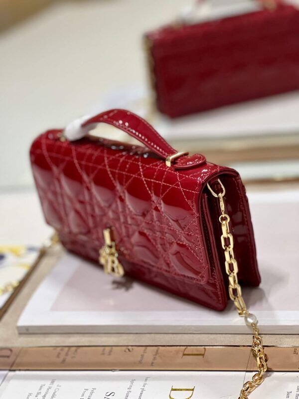 Miss Dior Top Handle Bag Red in Patent Leather - Image 4
