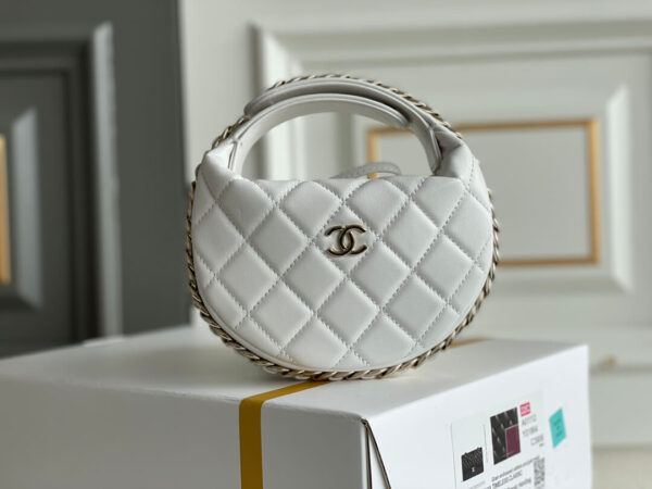 Chanel 23C Round Cruise Pouch White Bag