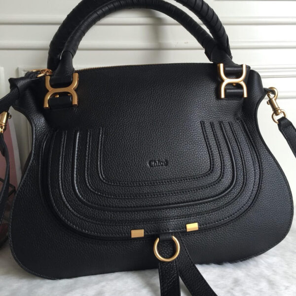 Chloe Marcie Double Carry Bag Black - Image 6