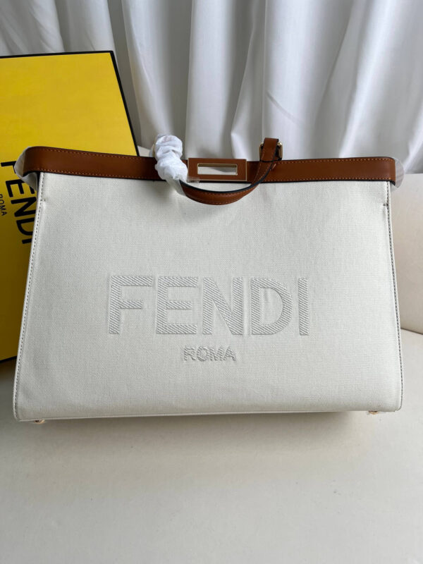 Fendi Women’s X-tote Bag In Canvas With Thread-embroidered Ff Monogram - Image 3