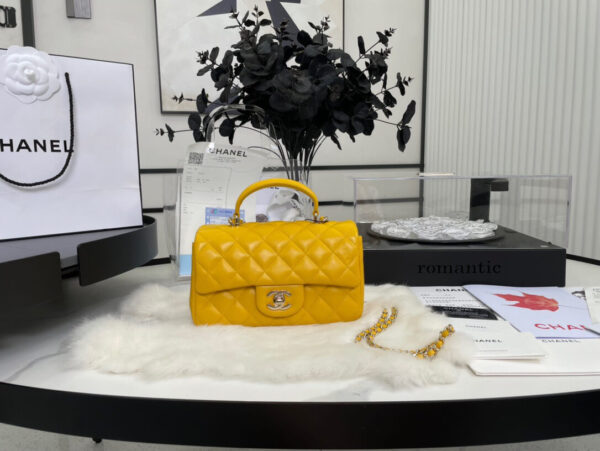 Chanel Mini Rectangular Flap with Top Handle Yellow Bag - Image 2