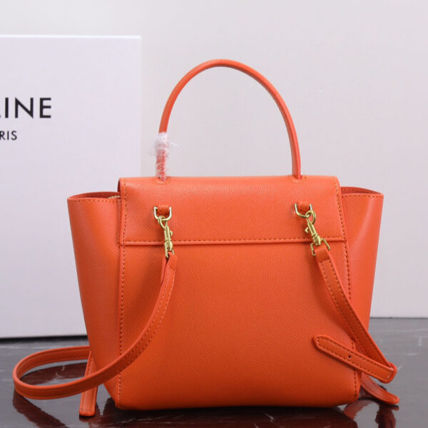 Celine Nano Belt Bag In Grained Calfskin Leather Orange Bag - Image 4