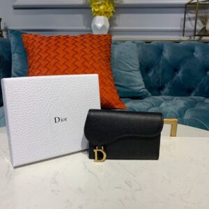 Dior Saddle Flap Card Holder Black