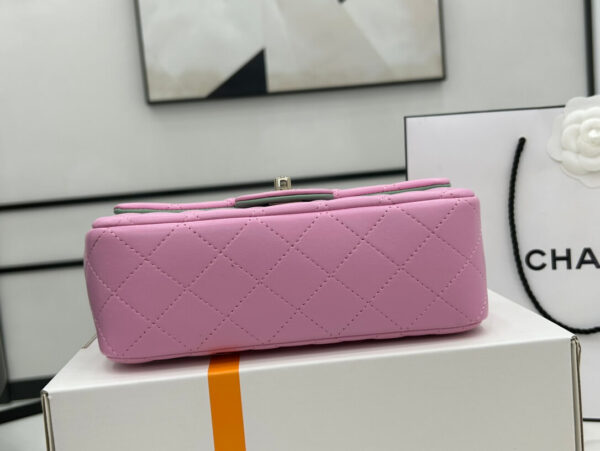Chanel Mini Rectangular Flap with Top Handle Pink Bag - Image 7