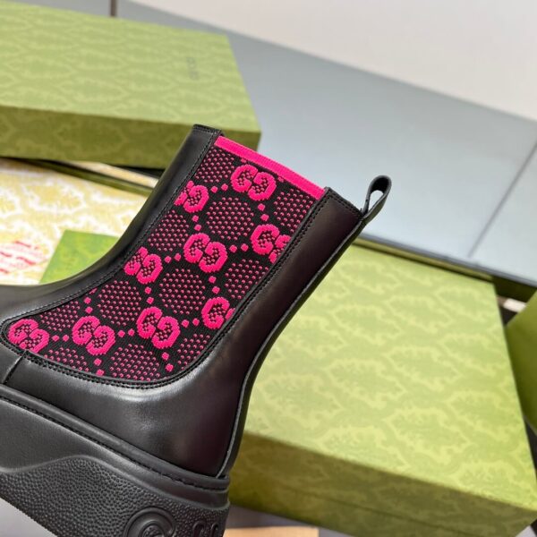 Gucci GG Motif Leather Ankle Boots - Image 6