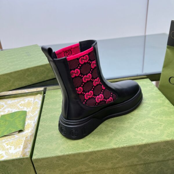 Gucci GG Motif Leather Ankle Boots - Image 2