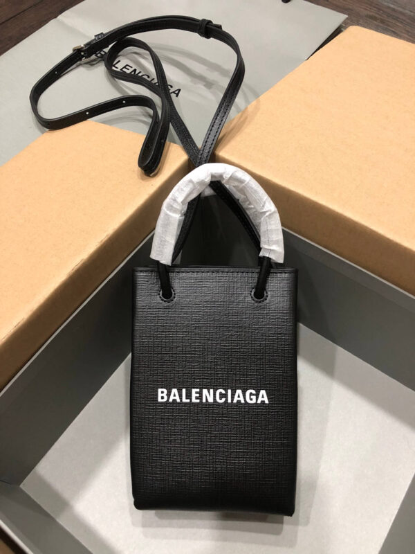 Balenciaga Shopping Phone Holder Black Bag