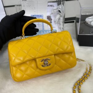 Chanel Mini Rectangular Flap with Top Handle Yellow Bag