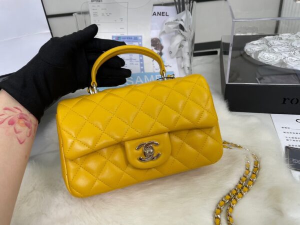 Chanel Mini Rectangular Flap with Top Handle Yellow Bag