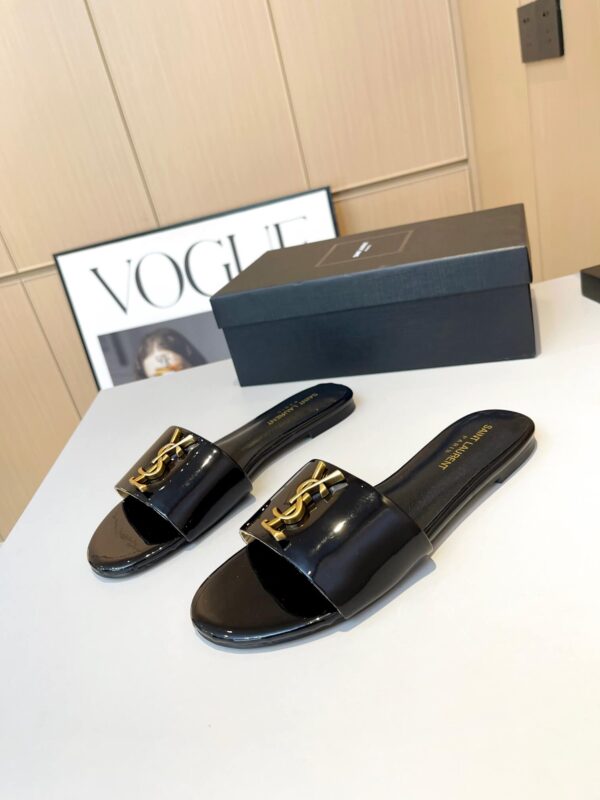 YSL Flat Black Slides