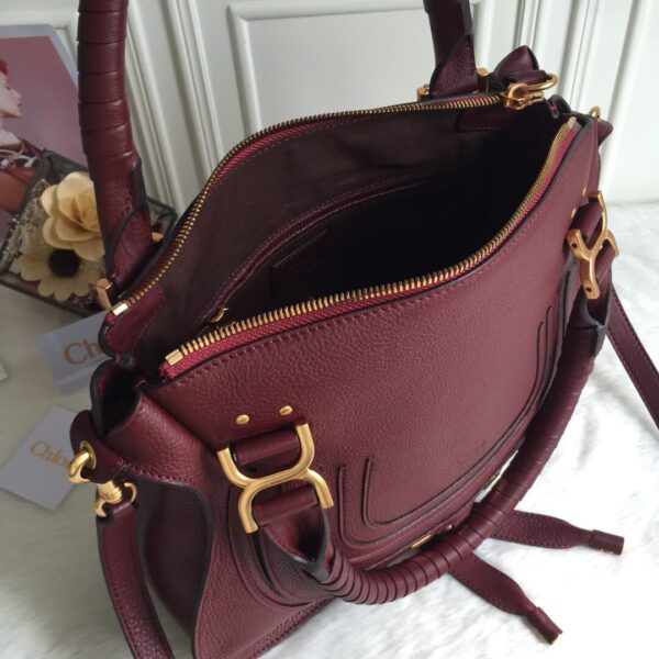 Chloe Marcie Double Carry Bag Plum Burgundy - Image 5