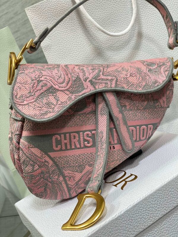 Christain Dior Saddle Pink Multicolored Bag - Image 4