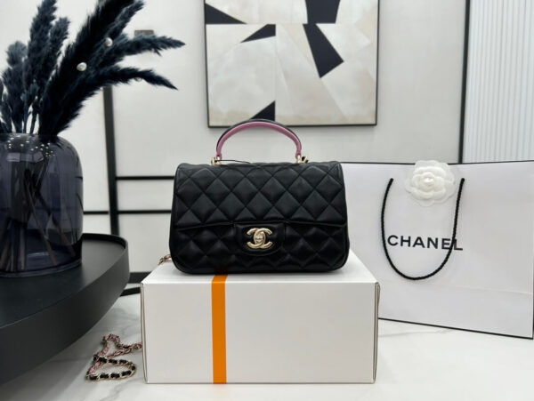 Chanel Mini Rectangular Flap with Top Handle Black Bag - Image 2