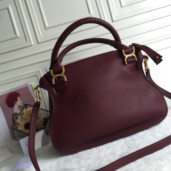 Chloe Marcie Double Carry Bag Plum Burgundy - Image 2