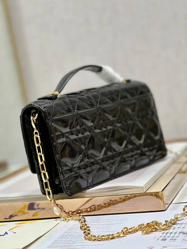 Miss Dior Top Handle Bag Black in Patent Leather - Image 3