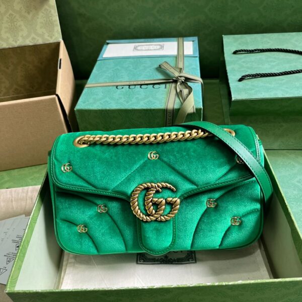 Gucci Marmont Velvet Green Bags