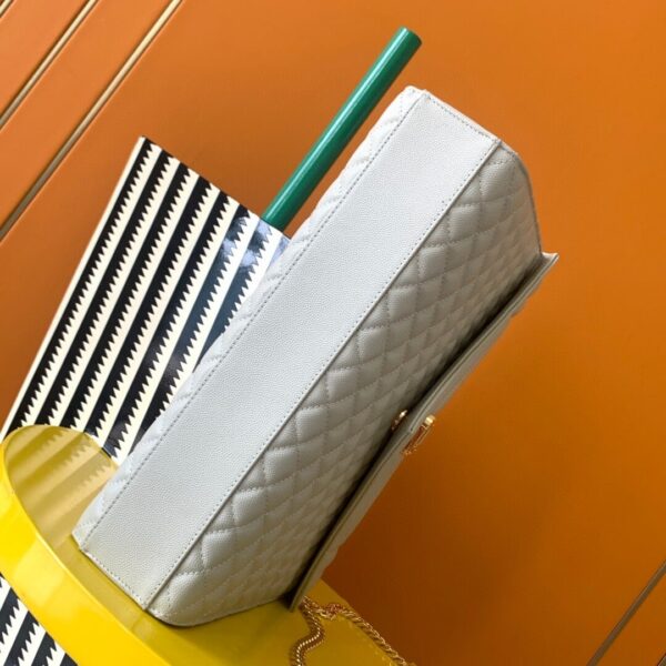 YSL White Large Envelope Matelassé Leather Shoulder Bag - Image 3
