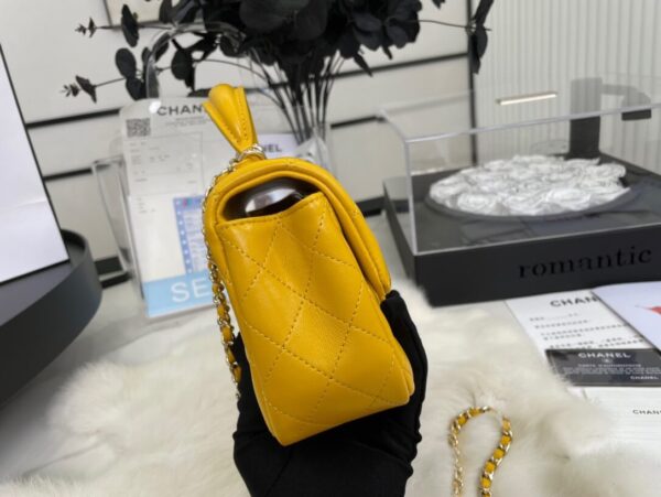 Chanel Mini Rectangular Flap with Top Handle Yellow Bag - Image 3