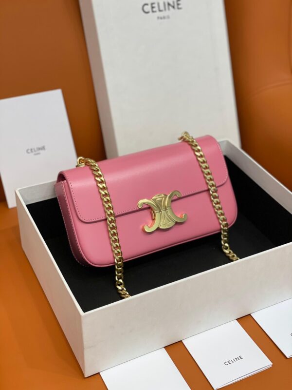 Celine Pink Triomphe Shoulder Bag with Chain