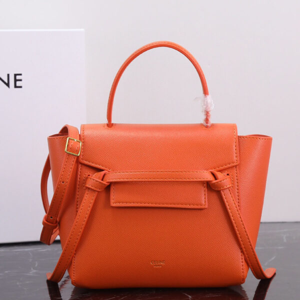 Celine Nano Belt Bag In Grained Calfskin Leather Orange Bag