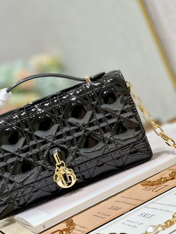 Miss Dior Top Handle Bag Black in Patent Leather - Image 2