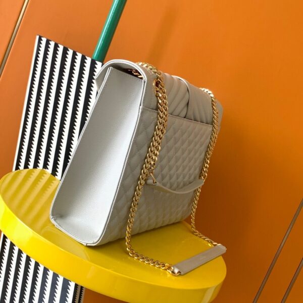 YSL White Large Envelope Matelassé Leather Shoulder Bag - Image 2