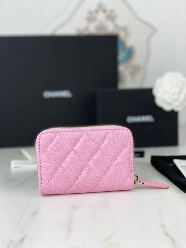 Chanel Zipped Coin Pink Purse - Image 6