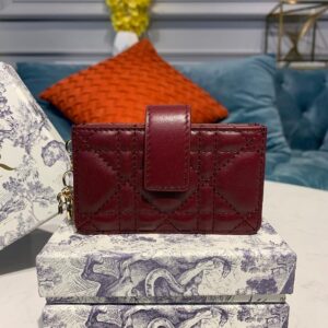 Dior Dior 5-Gusset Card Holder Dark Red