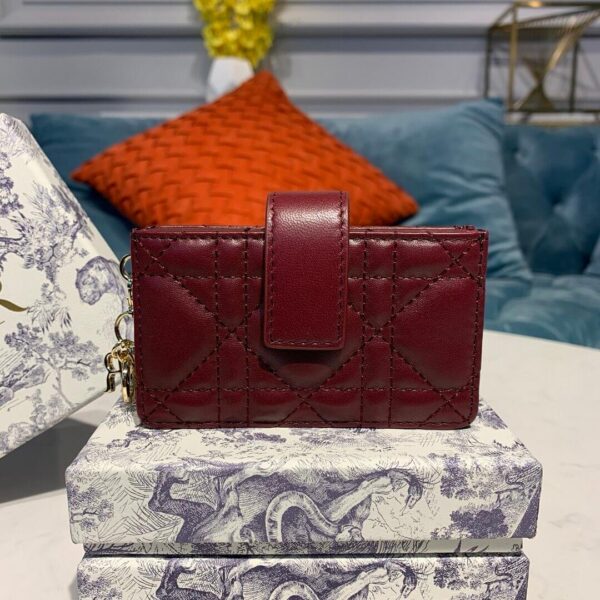 Dior Dior 5-Gusset Card Holder Dark Red