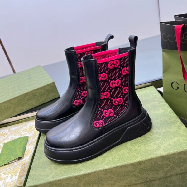 Gucci GG Motif Leather Ankle Boots