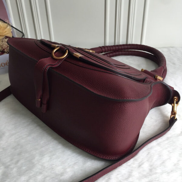 Chloe Marcie Double Carry Bag Plum Burgundy - Image 4