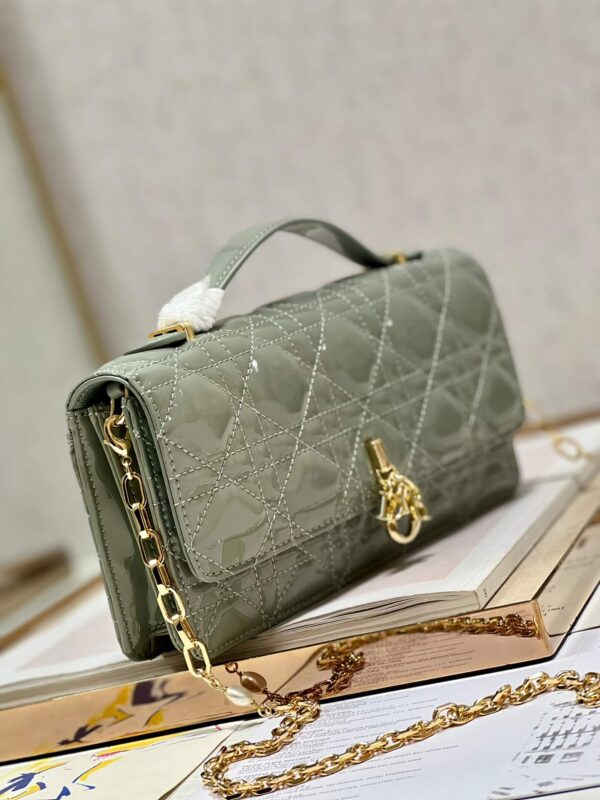 Miss Dior Top Handle Bag Grey in Patent Leather - Image 3