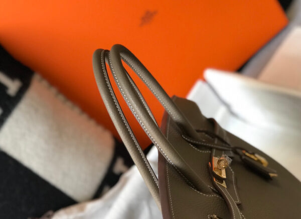 Hermes Birkin Taupe Grey Clemence Bag - Image 5