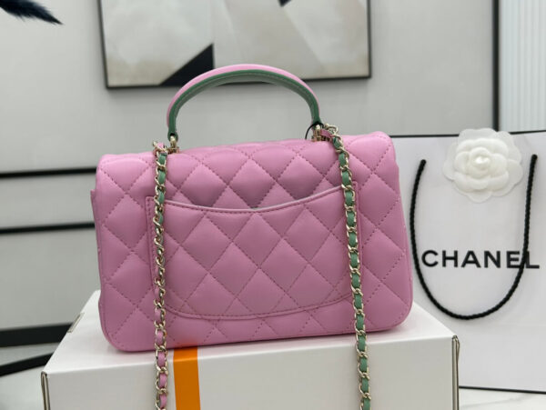 Chanel Mini Rectangular Flap with Top Handle Pink Bag - Image 8