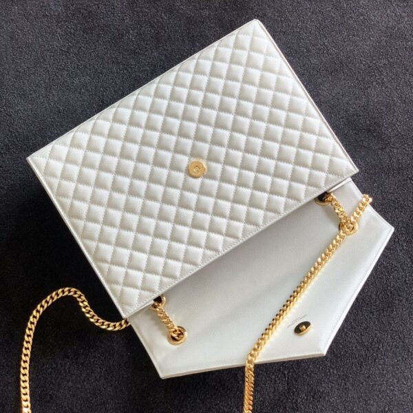 YSL White Large Envelope Matelassé Leather Shoulder Bag - Image 4