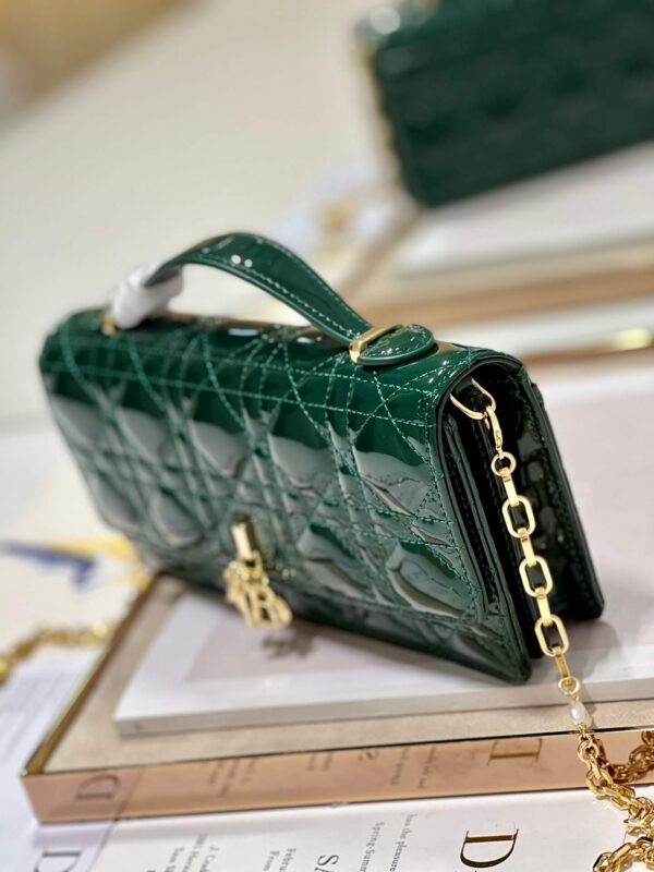 Miss Dior Top Handle Bag Green in Patent Leather - Image 2