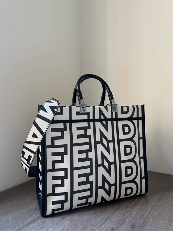Fendi Sunshine Roma Bag Capsule Leather Black/White - Image 4