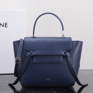Celine Nano Belt Bag In Grained Calfskin Leather Blue Bag