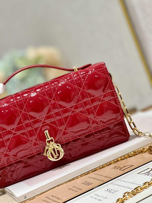 Miss Dior Top Handle Bag Red in Patent Leather - Image 5