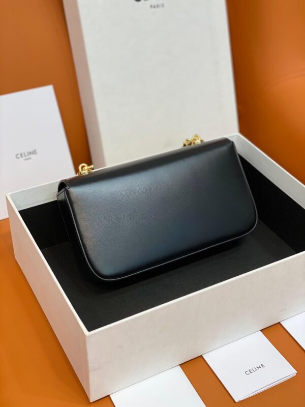 Celine Black Triomphe Shoulder Bag with Chain - Image 4