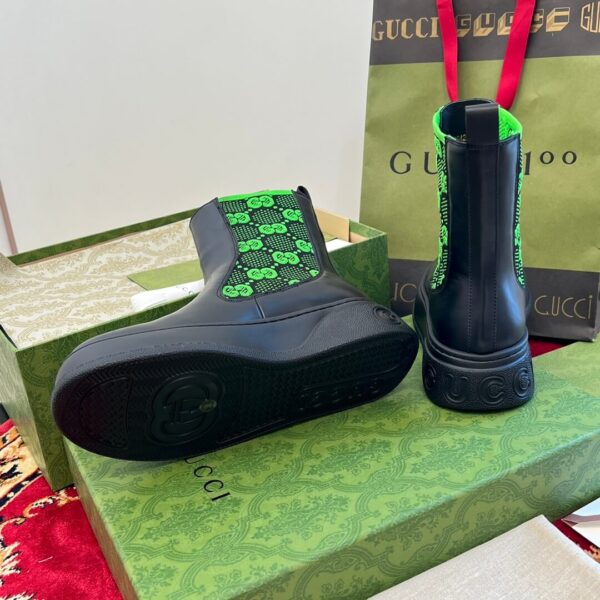 Gucci GG Motif Leather Ankle Black Boots - Image 5