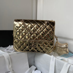 Chanel 24C Backpack with Star Patent Gold