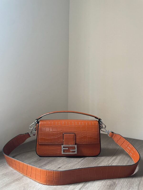 Fendi Baguette Brown Bag Crocodile Leather