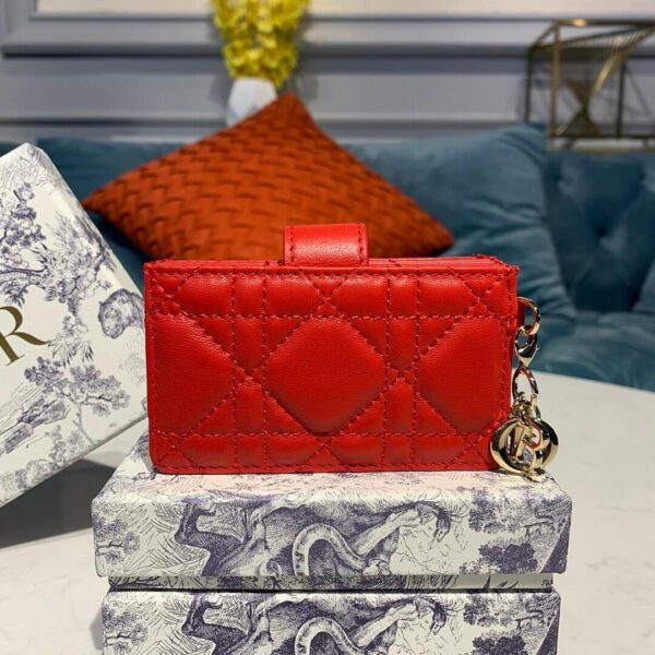 Dior Dior 5-Gusset Card Holder Red - Image 6