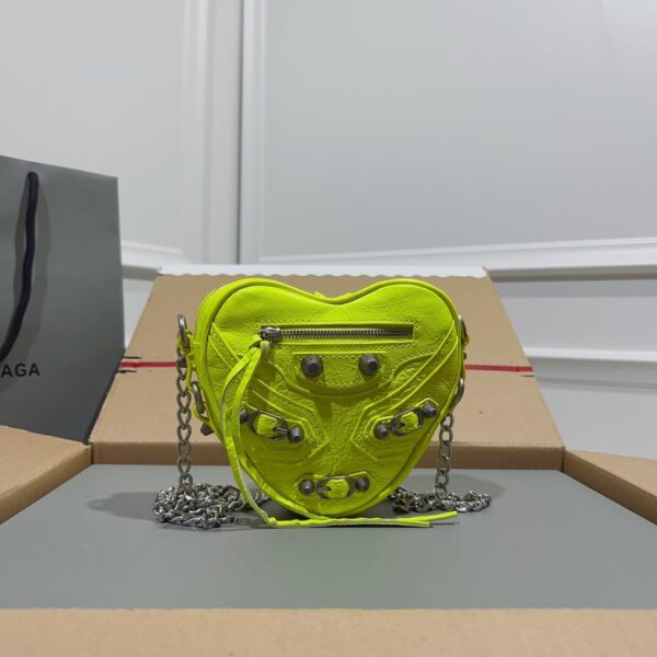 Lime Green Heart Rivet Bag - Image 8