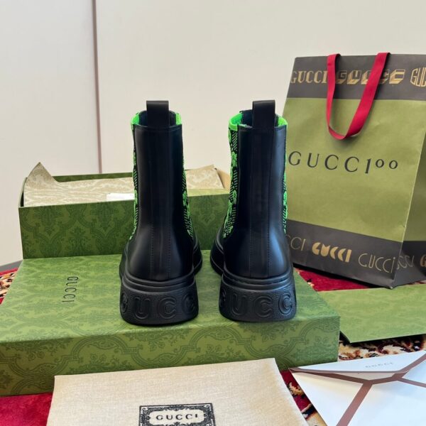 Gucci GG Motif Leather Ankle Black Boots - Image 6