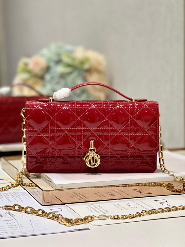 Miss Dior Top Handle Bag Red in Patent Leather