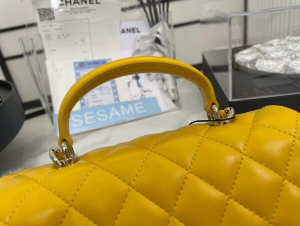 Chanel Mini Rectangular Flap with Top Handle Yellow Bag - Image 6