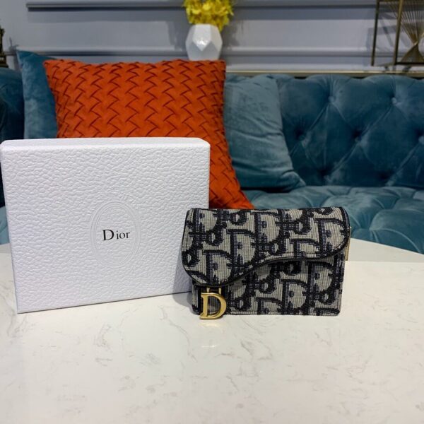 Dior Saddle Flap Card Holder Blue