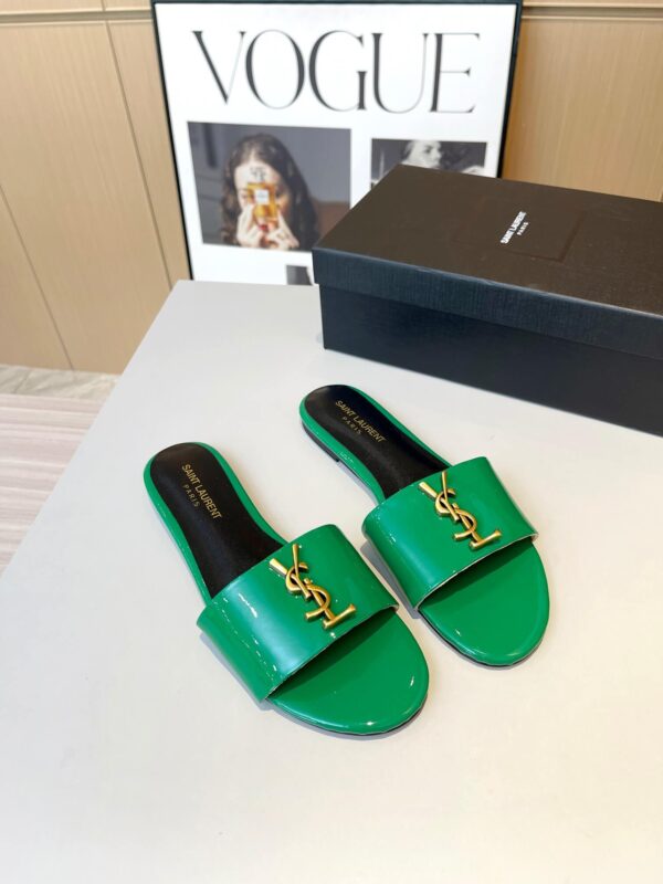 YSL Flat Green Slides - Image 6
